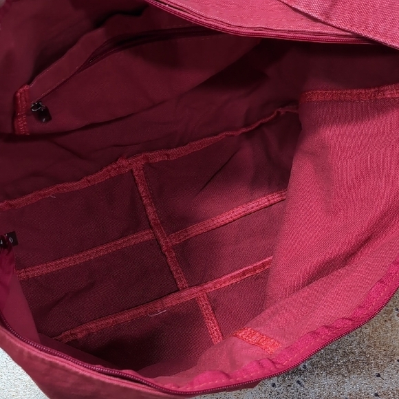 Red Cotton Canvas Shoulder Bag with Adjustable Strap And Zipper - Picture 4 of 8